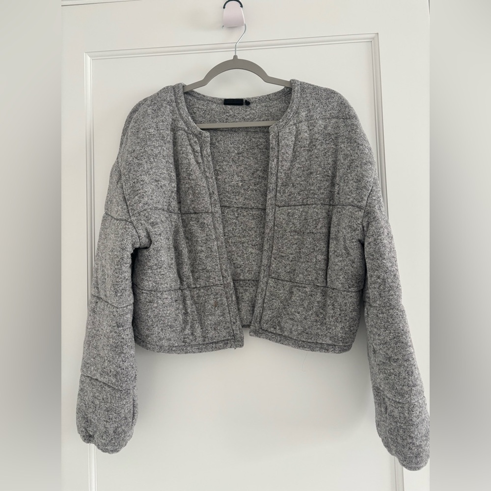 Urban Outfitters Heather Gray Cropped Sweatshirt Cardigan
